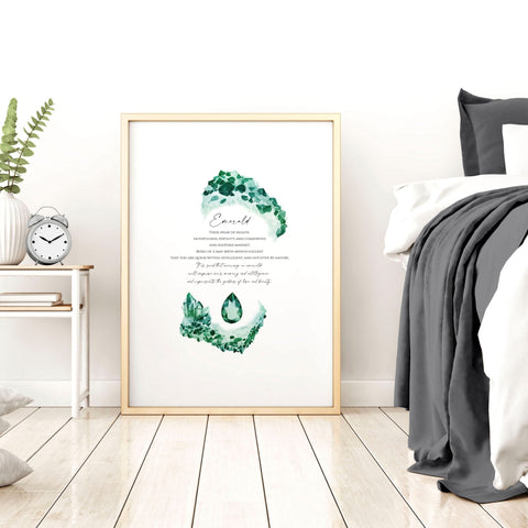 Emerald Birthstone wall art print