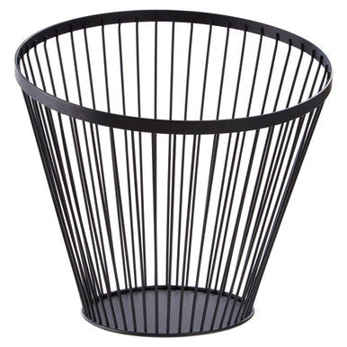 Black wire tall basket with a sleek modern design made of matt black wire metal for stylish storage solutions