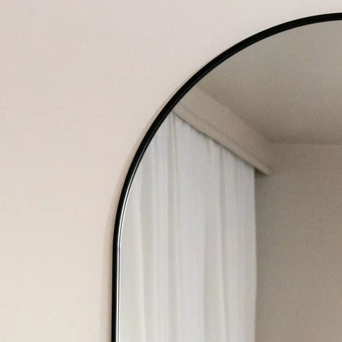 Emi - Black Metal Runway Oval Mirror - 120cm x 40cm - Mirror