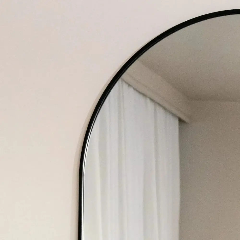 Emi - Full Length Black Metal Runway Oval Mirror - 150cm x 60cm - Mirror