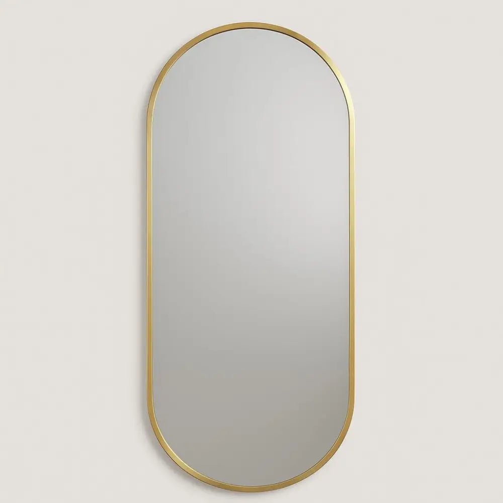 Emi - Full Length Gold Metal Runway Oval Mirror - 180cm x 80cm - Mirror