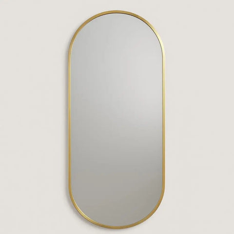 Emi - Full Length Gold Metal Runway Oval Mirror - 180cm x 80cm - Mirror
