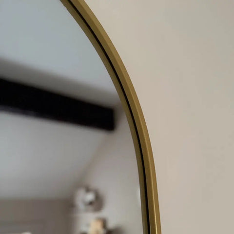 Emi - Gold Metal Runway Oval Mirror - 120cm x 40cm - Mirror