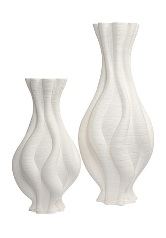 Emilie Tall White Twisted Ceramic Vase