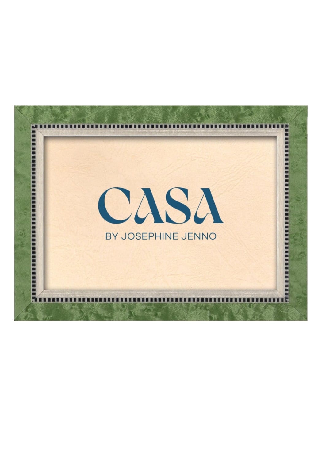 Casa by josephine jenno jade marquetry frame with a silver-toned border and green textured matting for wall and desk
