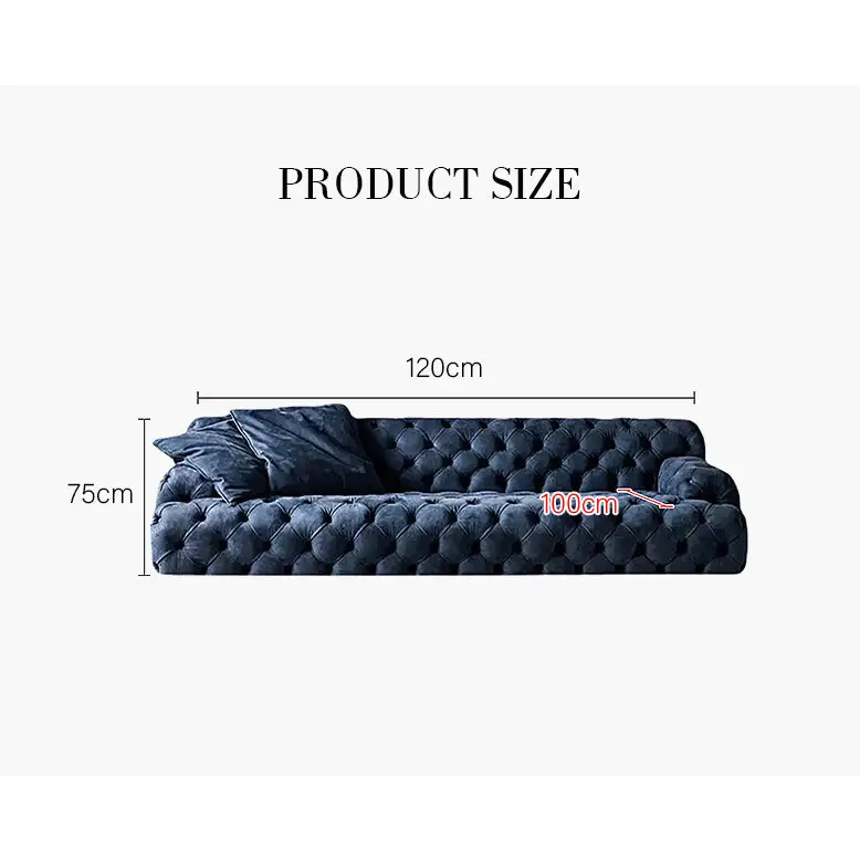 Emrys Chesterfield Corner Three Seater Sofa - 120cm / Blue