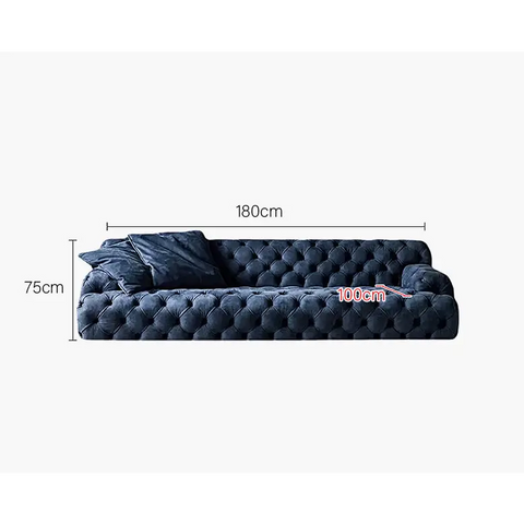 Emrys Chesterfield Corner Three Seater Sofa - 180cm / Blue