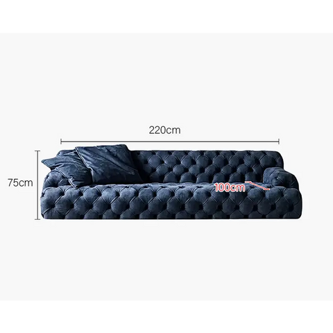 Emrys Chesterfield Corner Three Seater Sofa - 220cm / Blue