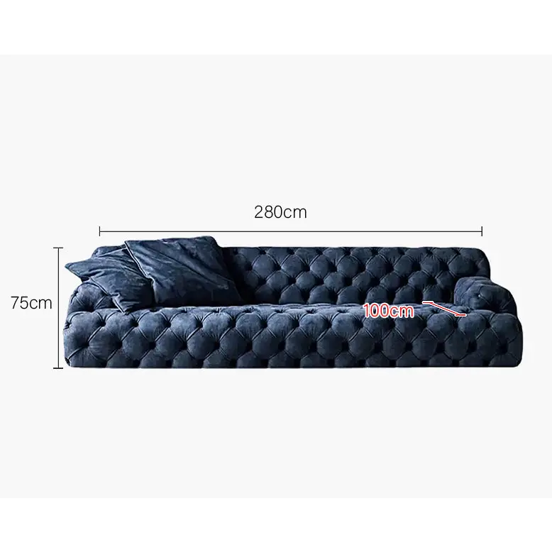 Emrys Chesterfield Corner Three Seater Sofa - 280cm / Blue