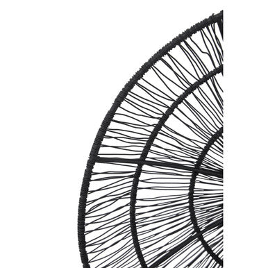 Enzo black wire wall sconce featuring a black wire fan with a concentric circular design for stylish lighting
