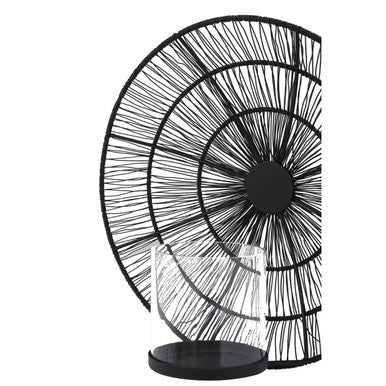 Enzo black wire wall sconce with a black metal spiral design and a clear glass cylinder base for stylish lighting