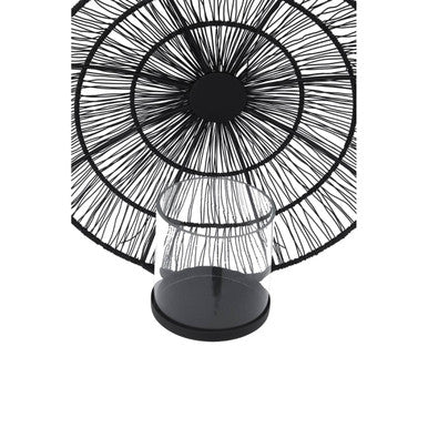 Enzo black wire wall sconce with a black wire lampshade and clear glass candle holder base for stylish lighting