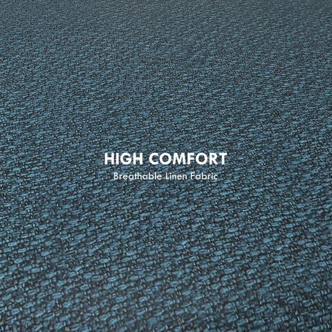 HOMCOM Round Linen-Look Storage Ottoman - Blue