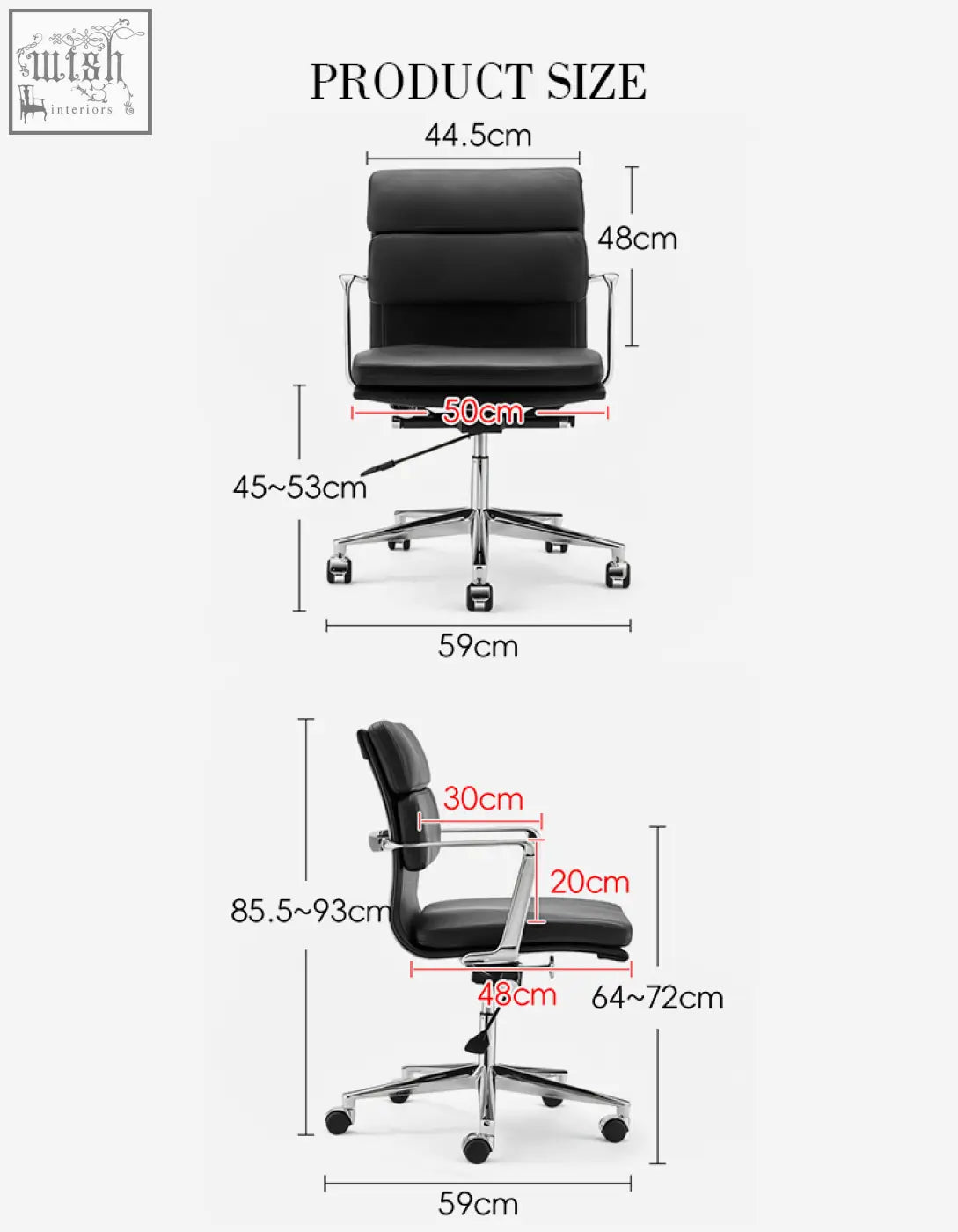 Black leather ergo office chair lowback with chrome metal frame and five star base for office use