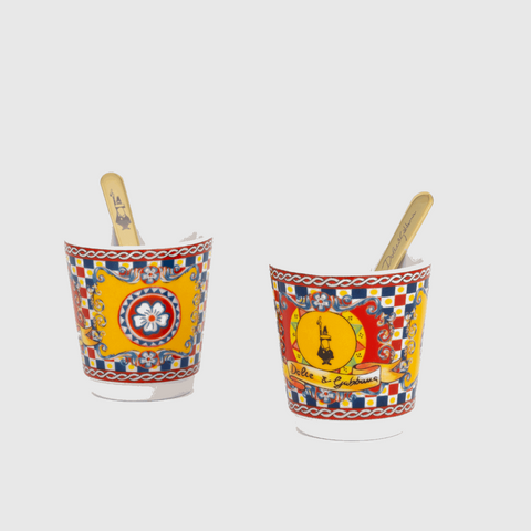 Bialetti X Dolce&Gabbana Sicilian Cart Gift Set (Moka 2 Cup, 2 Cups & Gold Stirrers)