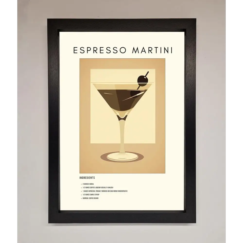 Espresso Martini Cocktail Framed Print - A3 (29.7 x 42 cm) / Black - Framed Print