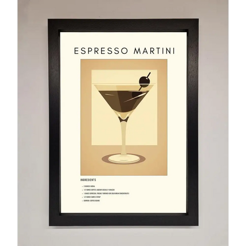 Espresso Martini Cocktail Framed Print - A3 (29.7 x 42 cm) / Black - Framed Print