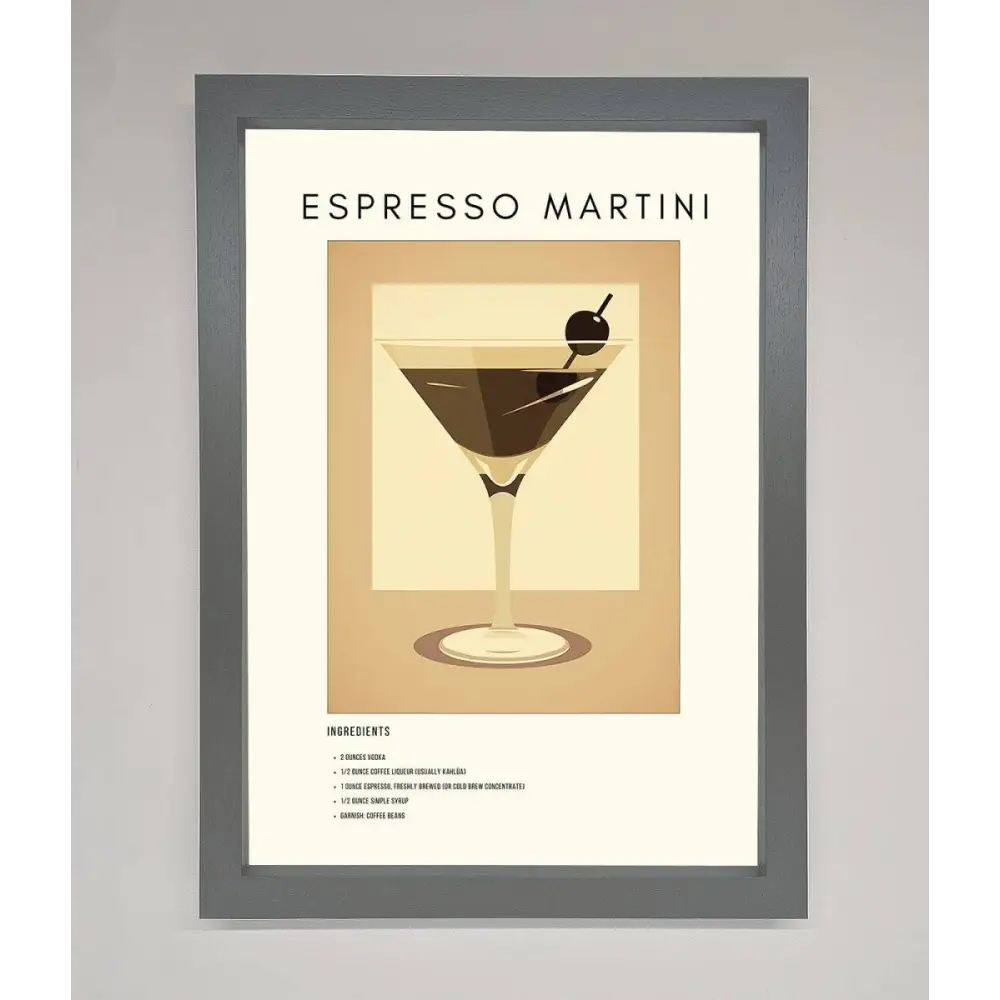 Espresso Martini Cocktail Framed Print - A3 (29.7 x 42 cm) / Dark Grey - Framed Print