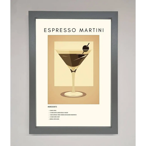 Espresso Martini Cocktail Framed Print - A3 (29.7 x 42 cm) / Dark Grey - Framed Print