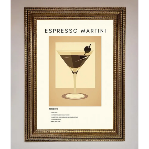 Espresso Martini Cocktail Framed Print - A3 (29.7 x 42 cm) / Ornate Gold - Framed Print
