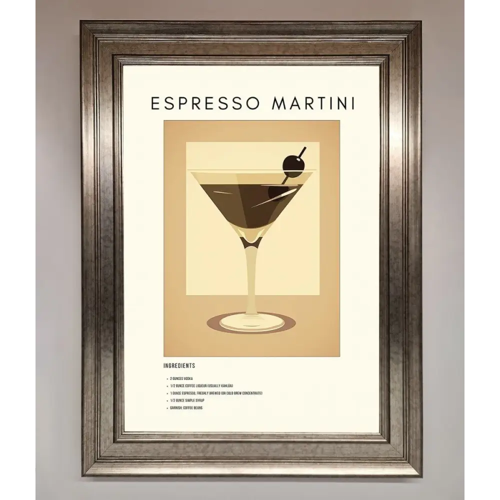 Espresso Martini Cocktail Framed Print - A3 (29.7 x 42 cm) / Silver - Framed Print