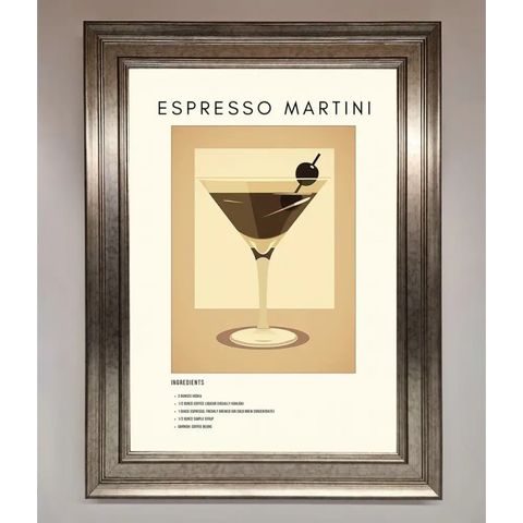 Espresso Martini Cocktail Framed Print - A3 (29.7 x 42 cm) / Silver - Framed Print
