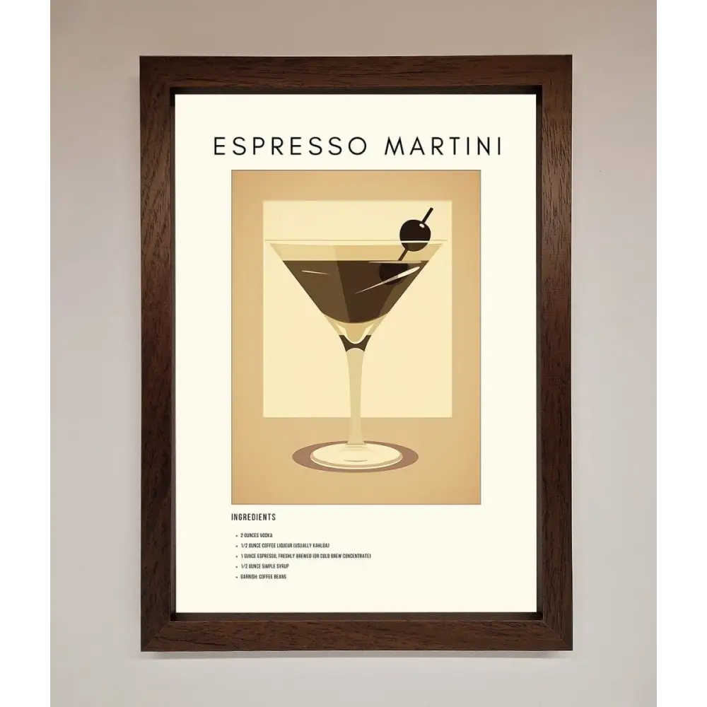 Espresso Martini Cocktail Framed Print - A3 (29.7 x 42 cm) / Walnut - Framed Print