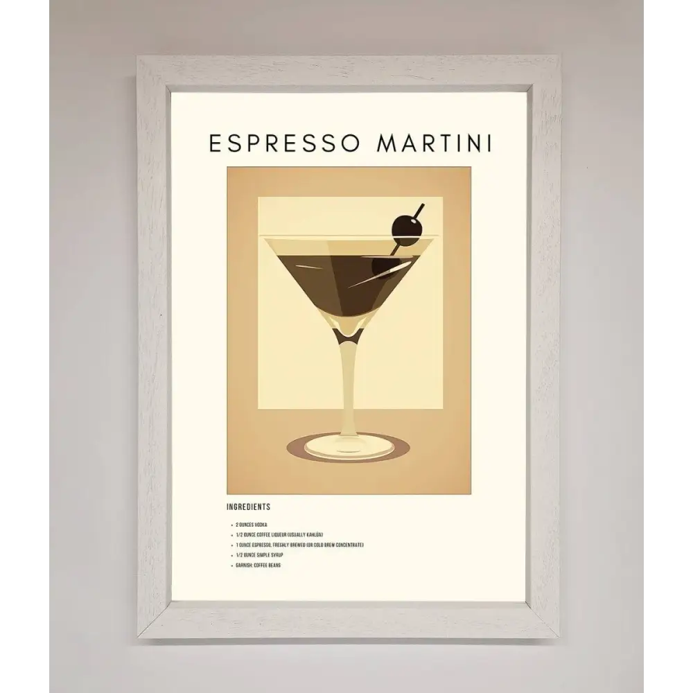 Espresso Martini Cocktail Framed Print - A3 (29.7 x 42 cm) / White - Framed Print