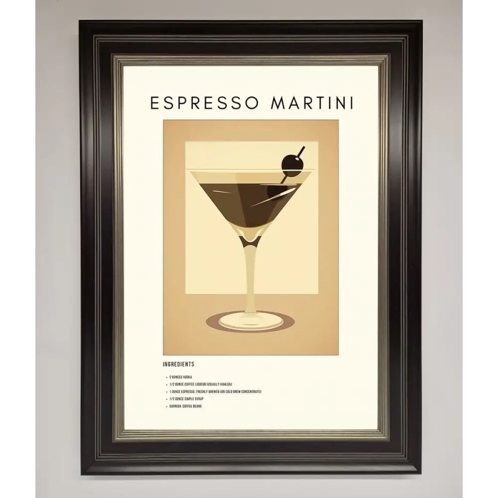 Espresso Martini Cocktail Framed Print - B0 (100 x 141 cm) / Black Silver - Framed Print