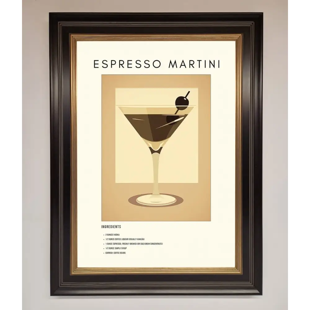 Espresso Martini Cocktail Framed Print - B0 (100 x 141 cm) / Black Gold - Framed Print