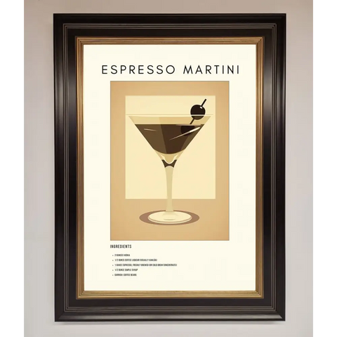 Espresso Martini Cocktail Framed Print - B0 (100 x 141 cm) / Black Gold - Framed Print