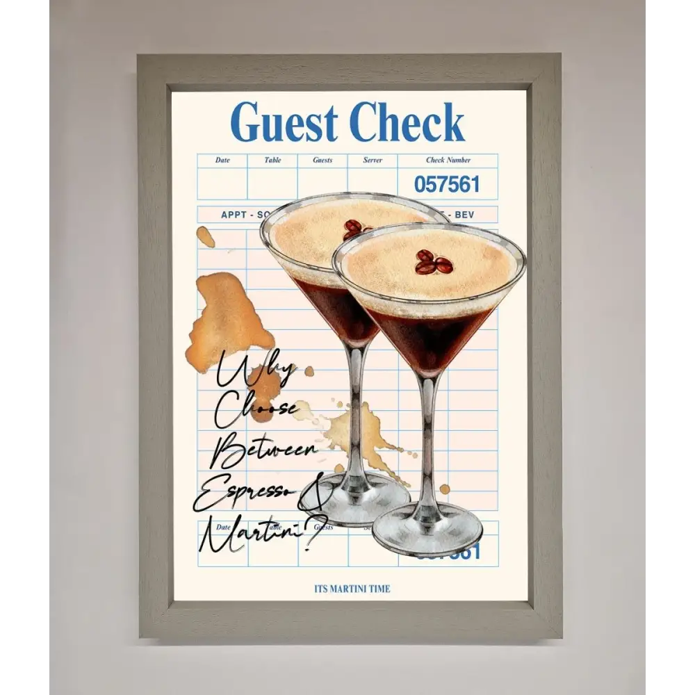 Espresso Martini Framed Wall Art - A3 (29.7 x 42 cm) / Grey - Framed Print