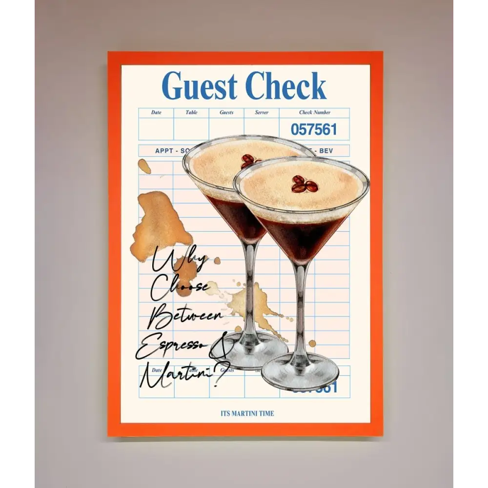 Espresso Martini Framed Wall Art - A3 (29.7 x 42 cm) / Neon Orange - Framed Print