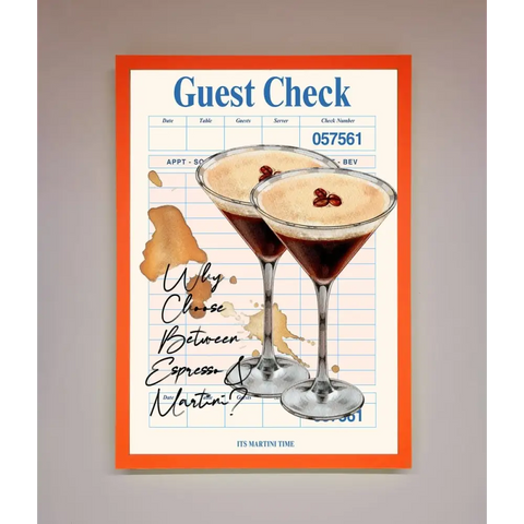 Espresso Martini Framed Wall Art - A3 (29.7 x 42 cm) / Neon Orange - Framed Print