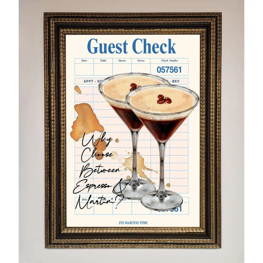 Espresso Martini Framed Wall Art - A3 (29.7 x 42 cm) / Ornate Gold Black - Framed Print