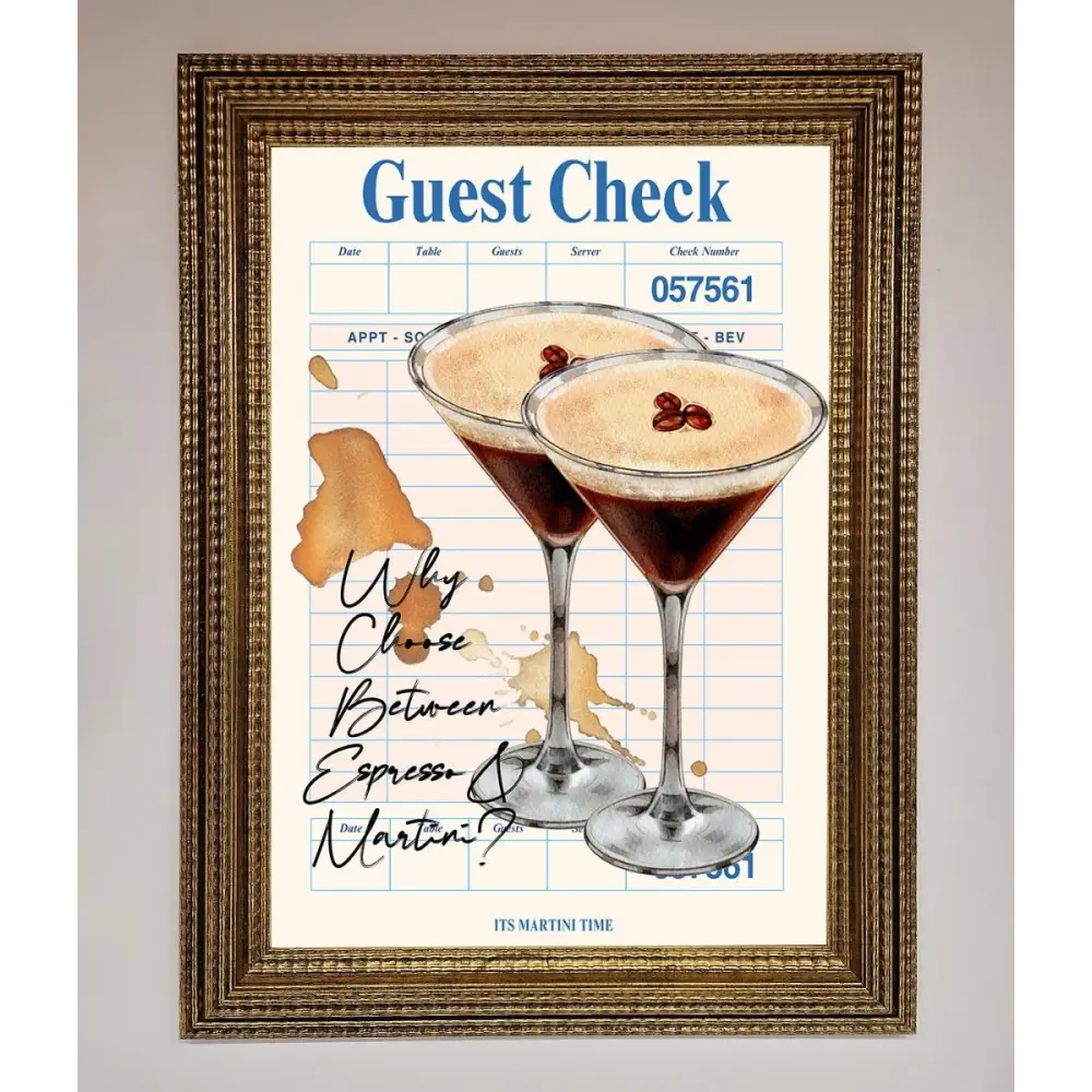 Espresso Martini Framed Wall Art - A3 (29.7 x 42 cm) / Ornate Gold - Framed Print