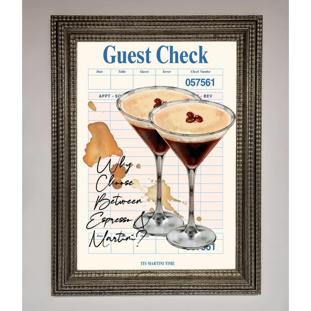 Espresso Martini Framed Wall Art - A3 (29.7 x 42 cm) / Ornate Silver - Framed Print