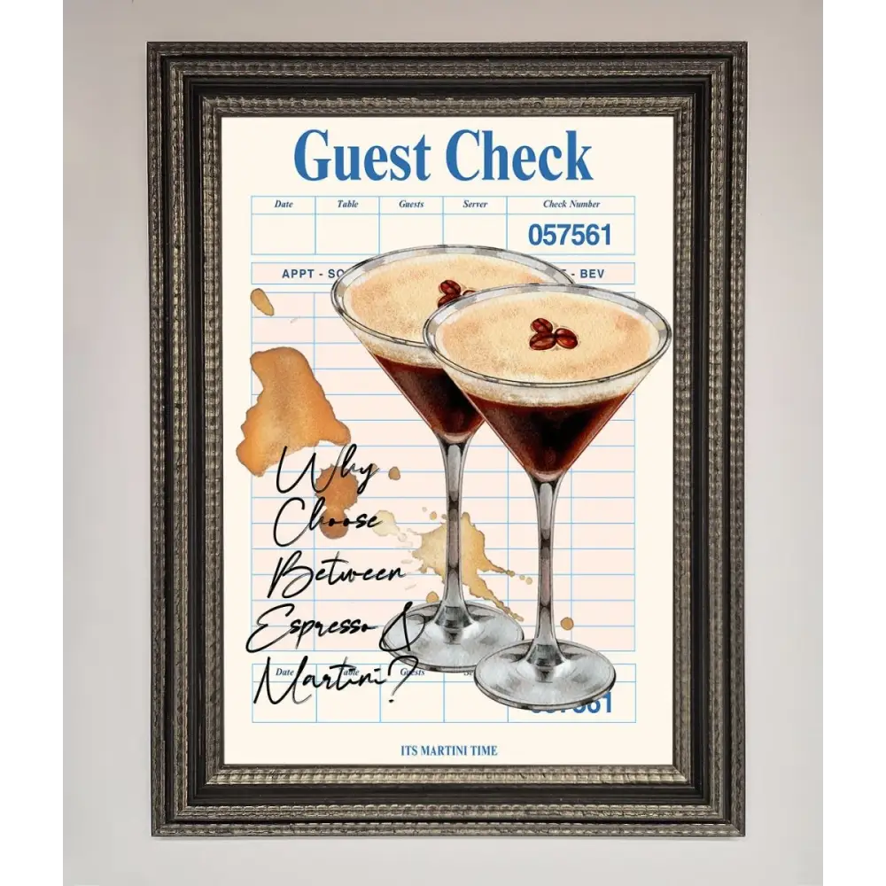 Espresso Martini Framed Wall Art - A3 (29.7 x 42 cm) / Ornate Silver Black - Framed Print