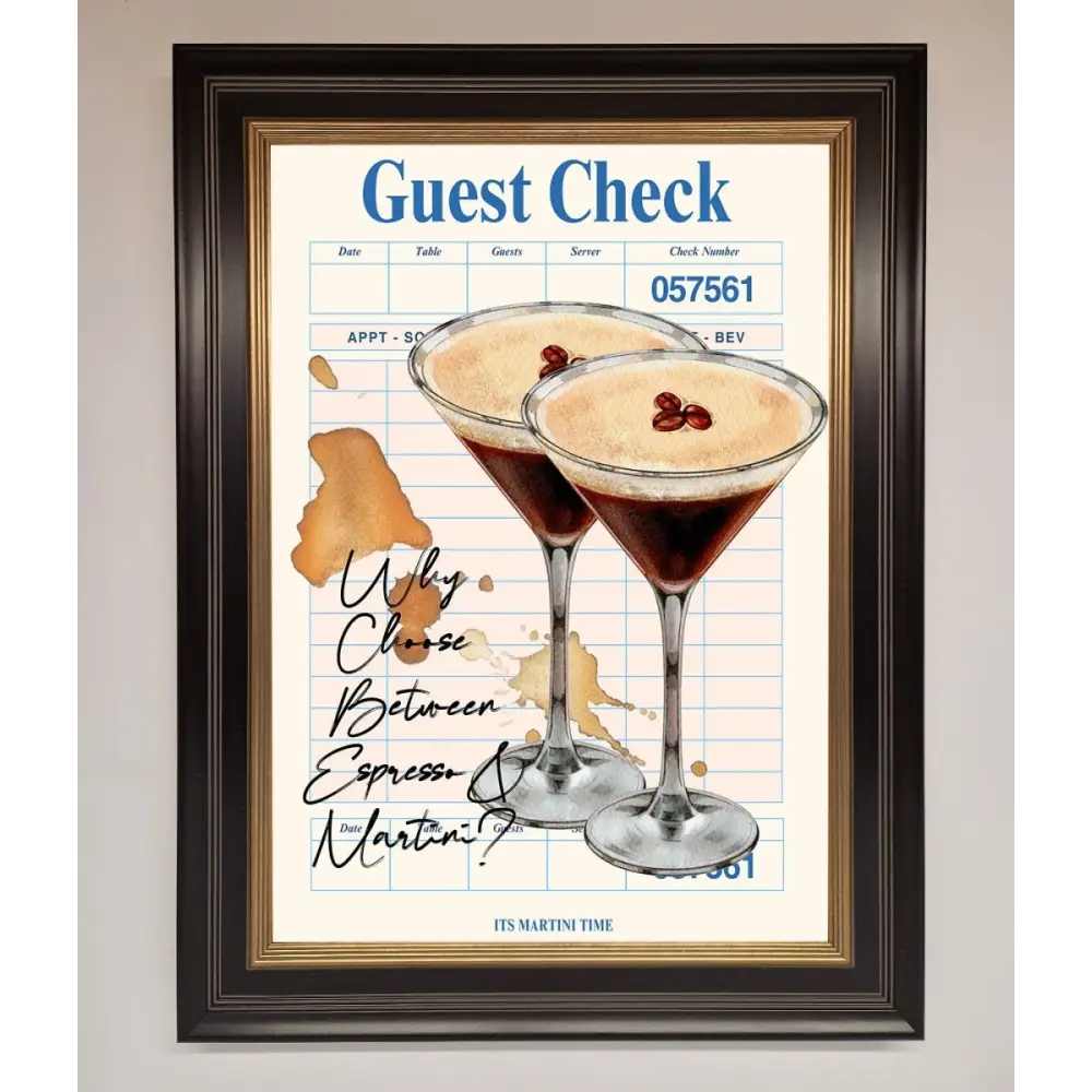 Espresso Martini Framed Wall Art - B0 (100 x 141 cm) / Black Gold - Framed Print