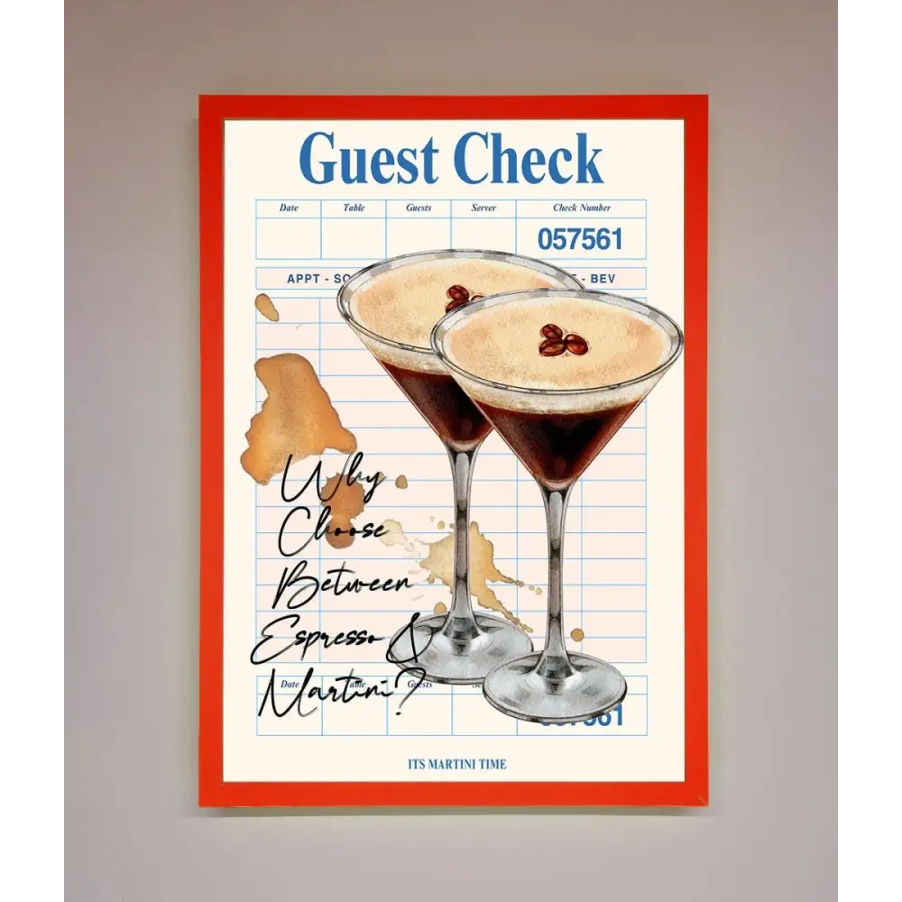 Espresso Martini Framed Wall Art - B0 (100 x 141 cm) / Neon Red - Framed Print