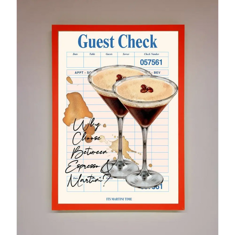 Espresso Martini Framed Wall Art - B0 (100 x 141 cm) / Neon Red - Framed Print