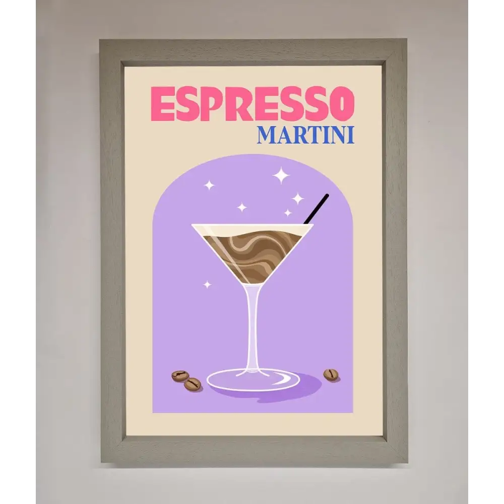 Espresso Martini Lilac Framed Print - A3 (29.7 x 42 cm) / Grey - Framed Print