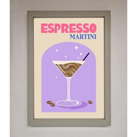 Espresso Martini Lilac Framed Print - A3 (29.7 x 42 cm) / Grey - Framed Print
