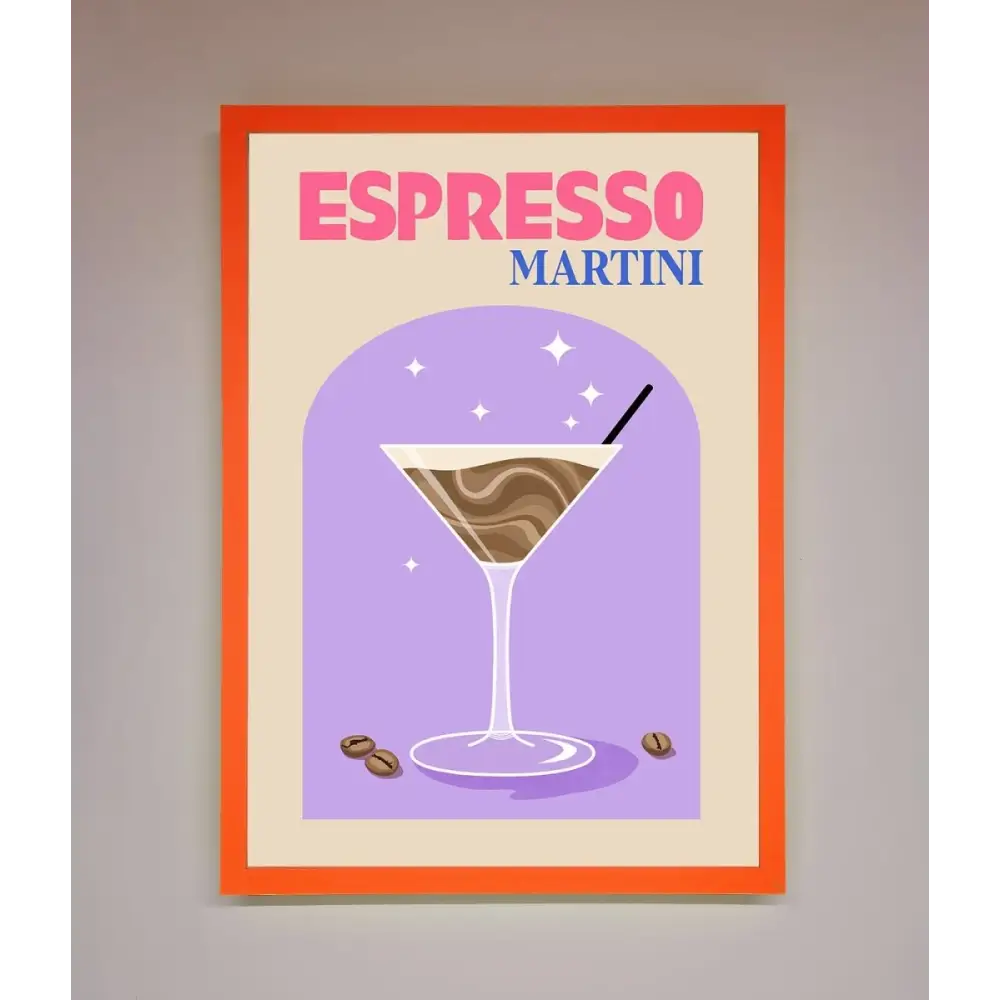 Espresso Martini Lilac Framed Print - A3 (29.7 x 42 cm) / Neon Orange - Framed Print