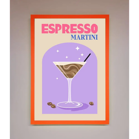 Espresso Martini Lilac Framed Print - A3 (29.7 x 42 cm) / Neon Orange - Framed Print