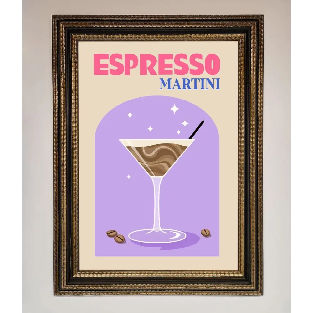 Espresso Martini Lilac Framed Print - A3 (29.7 x 42 cm) / Ornate Gold Black - Framed Print