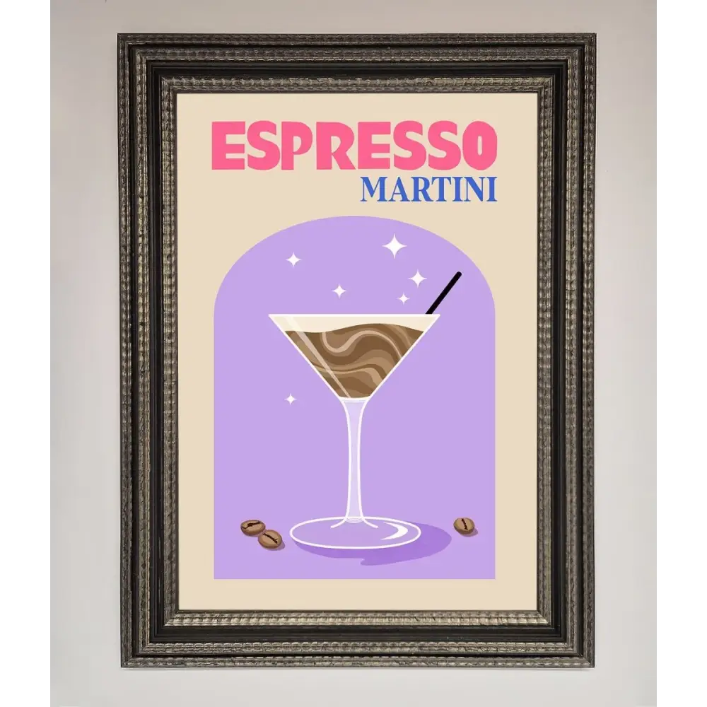 Espresso Martini Lilac Framed Print - A3 (29.7 x 42 cm) / Ornate Silver Black - Framed Print