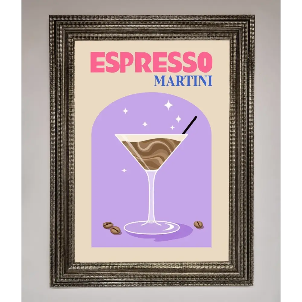 Espresso Martini Lilac Framed Print - A3 (29.7 x 42 cm) / Ornate Silver - Framed Print