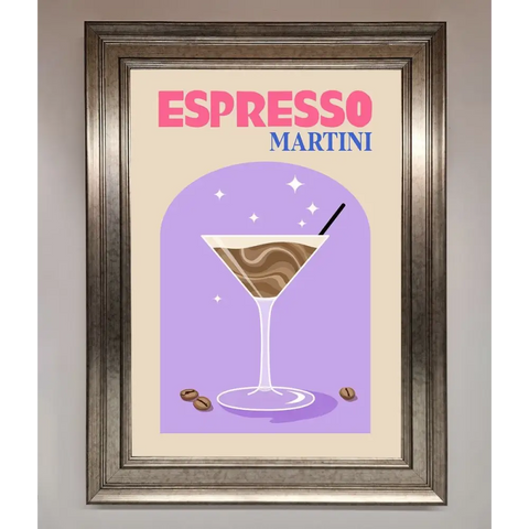 Espresso Martini Lilac Framed Print - A3 (29.7 x 42 cm) / Silver - Framed Print