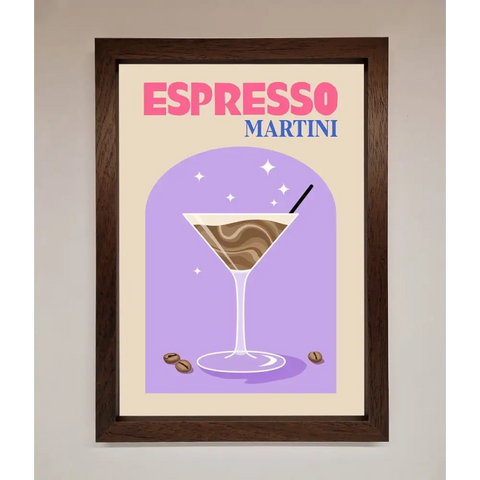Espresso Martini Lilac Framed Print - A3 (29.7 x 42 cm) / Walnut - Framed Print